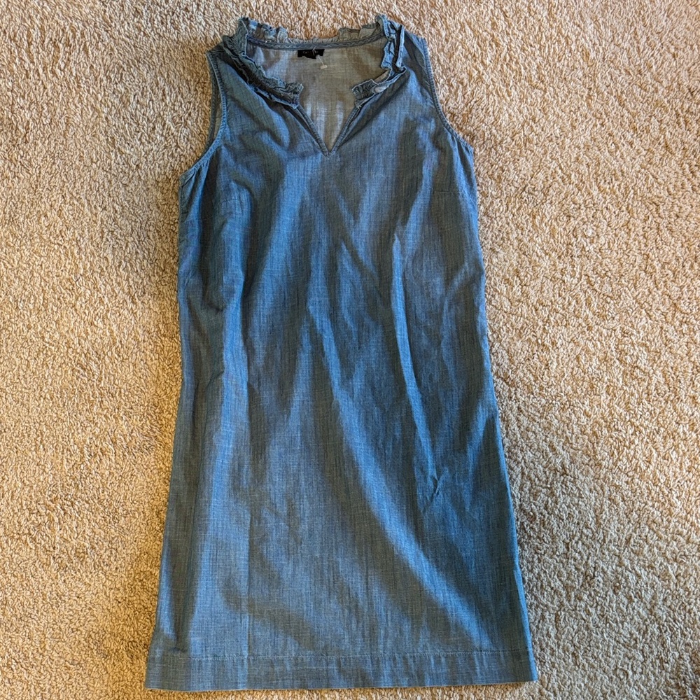 Talbots Light Blue Ruffled Denim Top